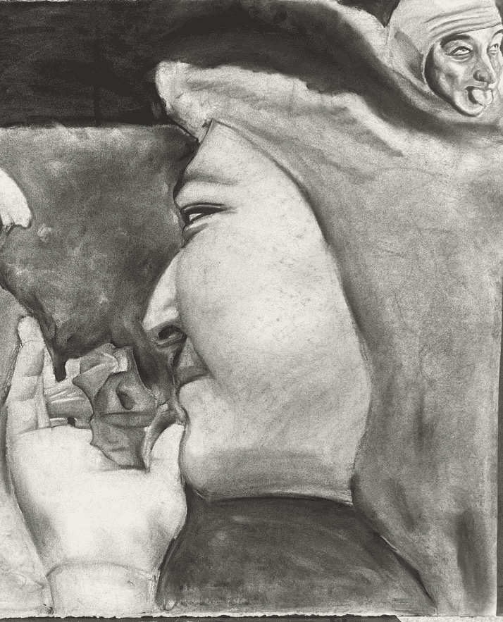 Pink Guy charcoal portrait